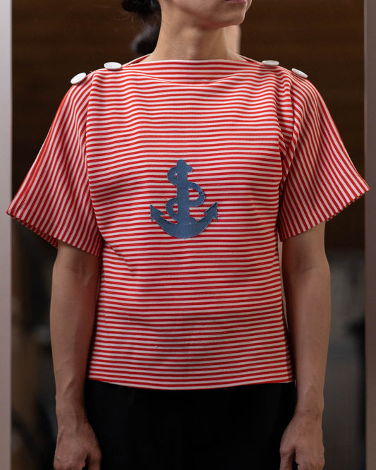 Boat neck striped T-shirt