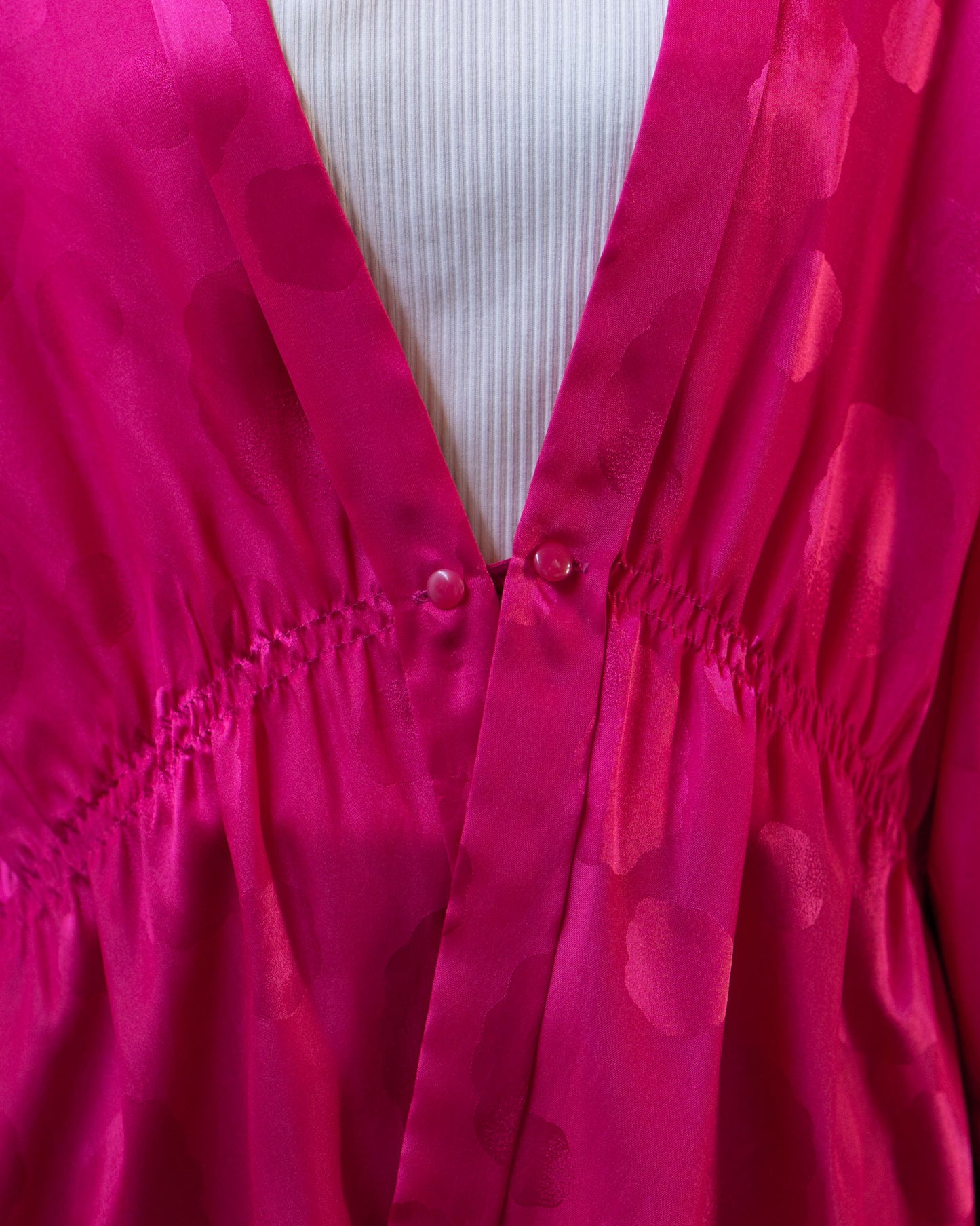 pink gathered blouse