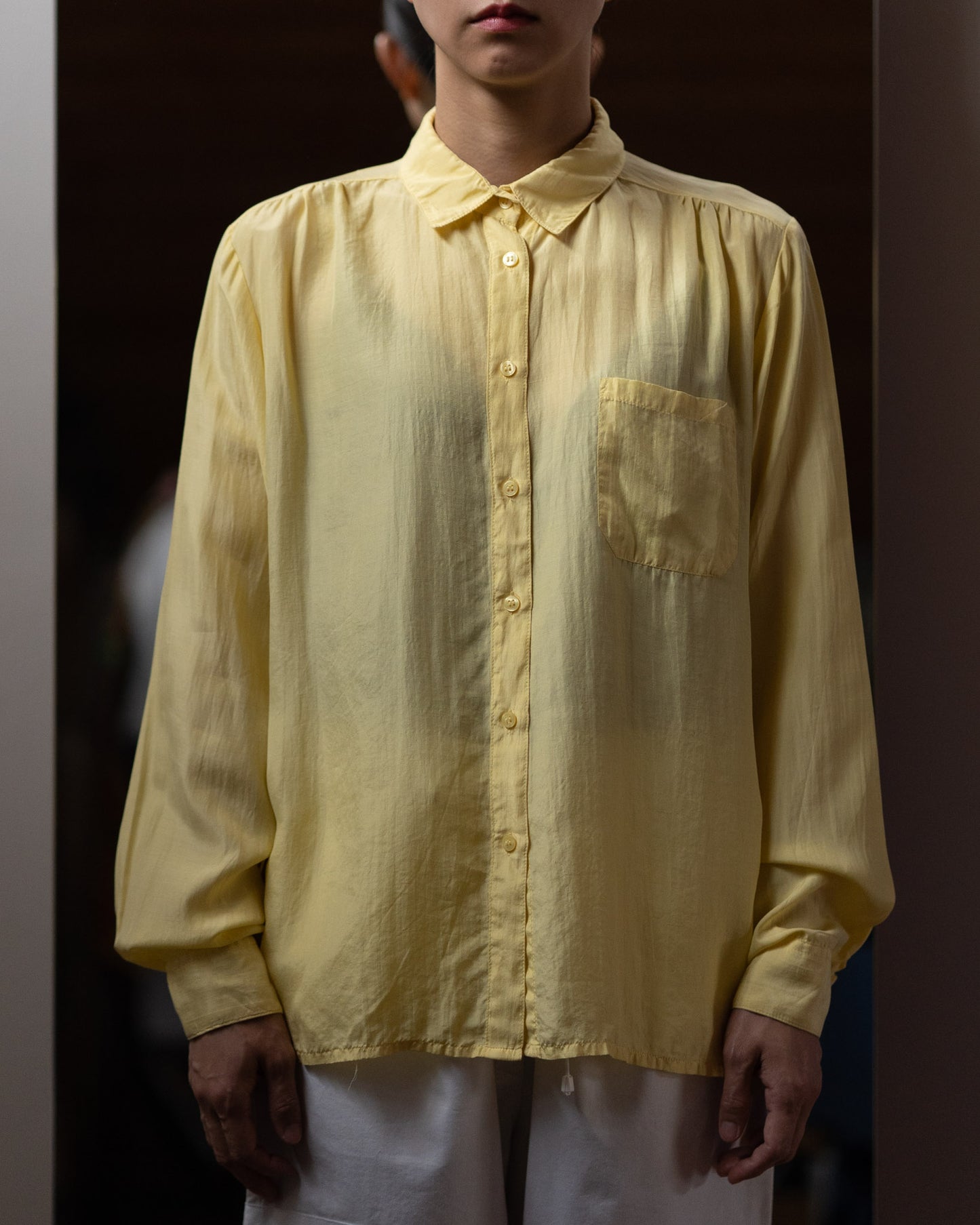 Yellow silk shirt