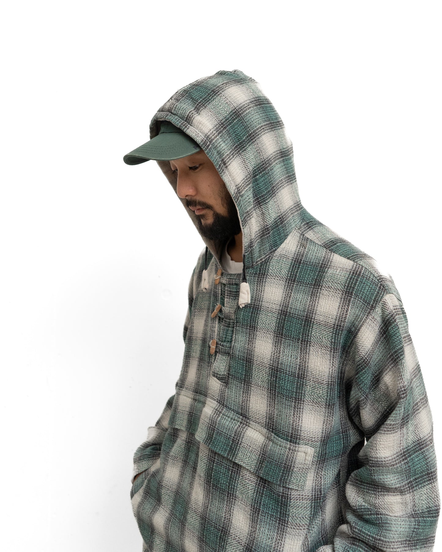 Reversible cotton flaannel pullover hoodie