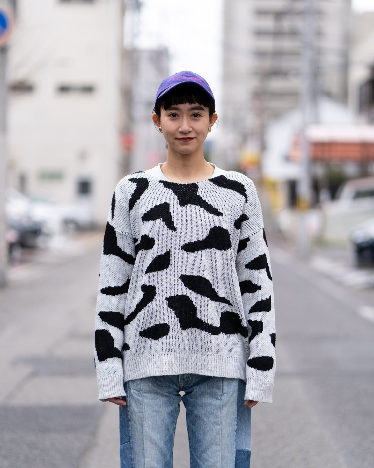 cow pattern knit