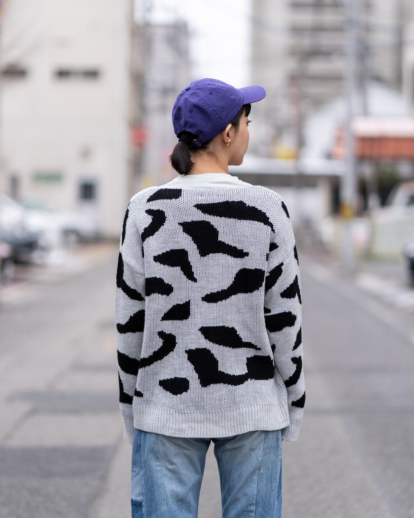 cow pattern knit