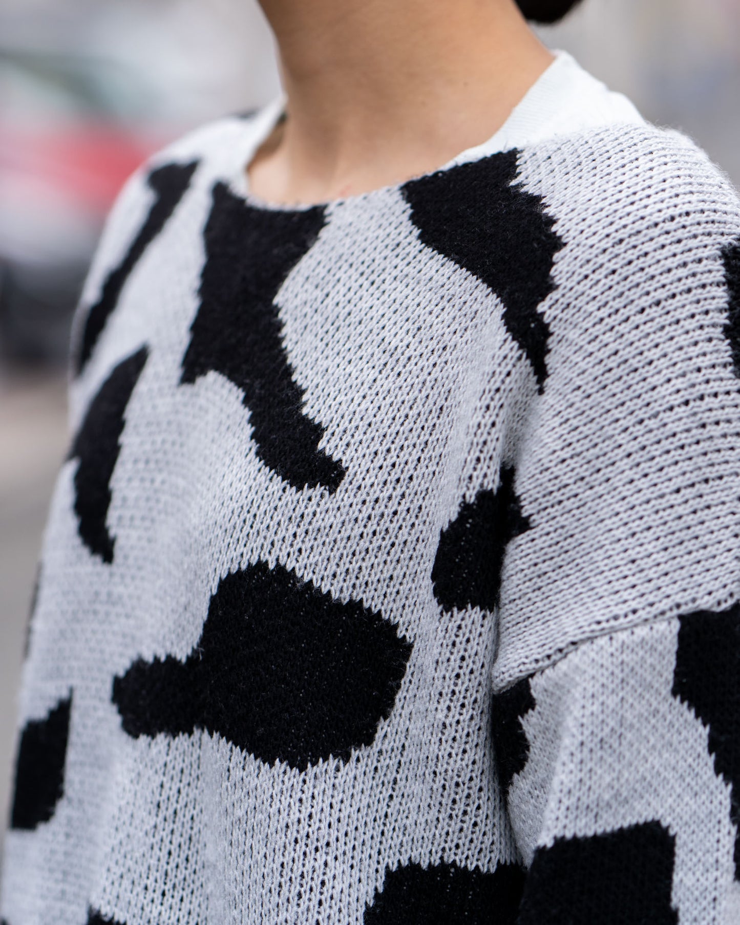 cow pattern knit