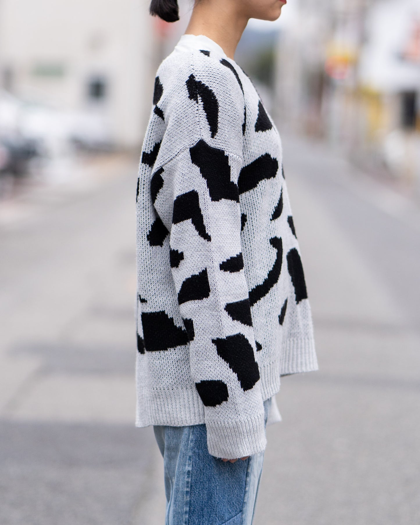 cow pattern knit